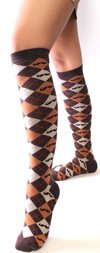 Argyle Mustache Knee High Socks-From Sock it to Me