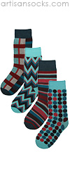 Beatnik Blue 4 Pair of Socks by Project Runway Winner Jay McCarroll