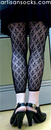 Sexy Black Lace Leggings with Fleur de lis Pattern