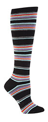 Black and Neon Thin Striped Knee High Socks