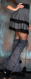 Black and Silver Bellbottom Pom Pom Leg Warmers Black / Silver