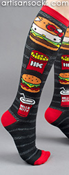 Burger and Fries Hello Kitty Knee High Socks