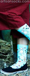 K. Bell Lt. Blue Butterflies and Puppies Crew Socks