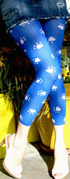 Celeste Stein BLUE PAWS LYCRA Print Leggings / Footless Tights