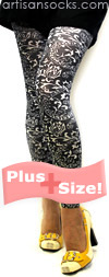 Plus Size Black Bandana Print Footless Tights