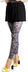 Black Bandana Print Footless Tights by Celeste Stein