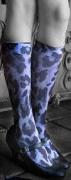 Celeste Stein Blue Cheetah and Denim Print Knee High Stockings / Trouser Socks