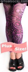 Plus Size Purple Floral Art Nouveau Footless Tights