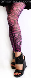 Purple Floral Art Nouveau Footless Tights by Celeste Stein