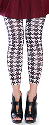 Celeste Stein Black Brown HOUNDSTOOTH Print Leggings / Footless Tights