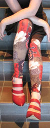 Celeste Stein TAUPE GEISHA LYCRA Print Leggings / Footless Tights