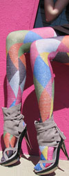 Celeste Stein Lurex Harlequin Geometric Print Tights / Stockings