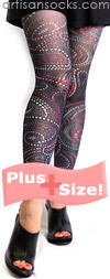 Plus Size Polka Dot Paisley Pattern Footless Tights