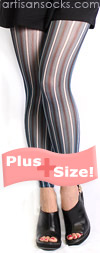 Plus Size Blue and Black Striped Footless Tights