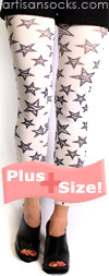 Plus Size Zebra Print Star Pattern Footless Tights