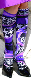 Celeste Stein Striped Purple Mamba and Animal Print Knee High Stockings