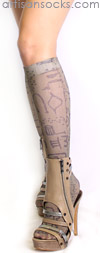Taupe Tribal Art Knee High Stockings by Celeste Stein