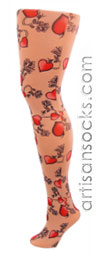 Celeste Stein Tattoo Print Tights with Heart Pattern