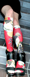 Celeste Stein RED MINI GEISHA Print Knee High Stockings / Trouser Socks