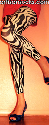 Zebra Print Footless Tights - Semi-Opaque Zebra Leggings by Celeste Stein