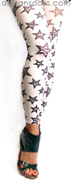 Zebra Print Star Pattern Footless Tights by Celeste Stein