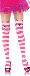 Cheshire Cat Tights in Pink and White Stripes
