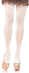 Lace Pattern Crochet Tights in Ivory