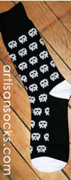 Dieselsweeties Pixel Skull Novelty Fun Cotton Knee High Knee Socks