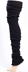 Black Thigh High Leg Warmers - Ribbed Black Leg Warmers