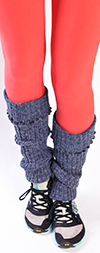 Denim Blue Leg Warmers with Cable Knit Pattern