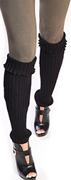 Black Leg Warmers with Cable Knit Pattern