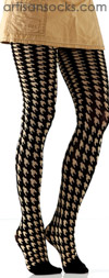 Black and Tan Houndstooth Pattern Tights