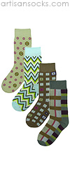 Groovy Green 4 Pair of Socks by Project Runway winner Jay McCarroll