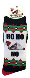 Men's Grumpy Cat Ho Ho No Crew Socks