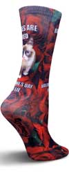 Valentine's Day Grumpy Cat Roses Are Red Crew Socks