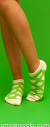 Happy Socks Lime and Ecru Polka Dot Ankle Socks