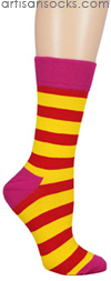 Happy Socks Pink and Orange Multi Colored Striped Crew Socks