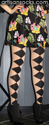 Hansel From Basel Nude and Black Diamond Pattern Stockings