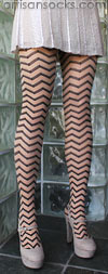 Hansel From Basel Nude and Black Zig Zag Pattern Stockings
