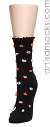 Hansel From Basel Organic Cotton Puff Dot Crew Socks - Black