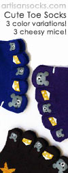 Japanese Mice and Cheese Footies - Animal Toe Socks