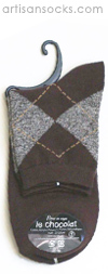 Japanese Heather Argyle Mini Crew Anklet / Ankle Socks Brown