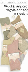 Japanese Argyle Accent Angora and Wool Crew Socks (Calf Socks)