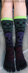 K. Bell 5 Toe Socks- Multicolor Skull Socks with Toes