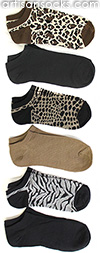 Safari Animal Heathered Ankle Socks by K. Bell - 6 Pack