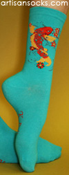 K. Bell Turquoise Koi Fish Crew Socks