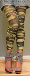 K. Bell Camouflage Footless Tight - Green Camo Nylon Leggings