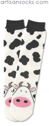 K. Bell Tubular Cow Socks - Animal Print Crew Socks