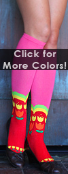 K. Bell Tulip Stripe Knee High - Fuschia Cotton Floral Knee High Knee Socks