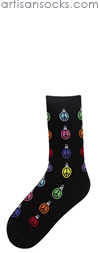 K. Bell Peace Ornaments Holiday Cotton Crew Socks (Calf Socks)